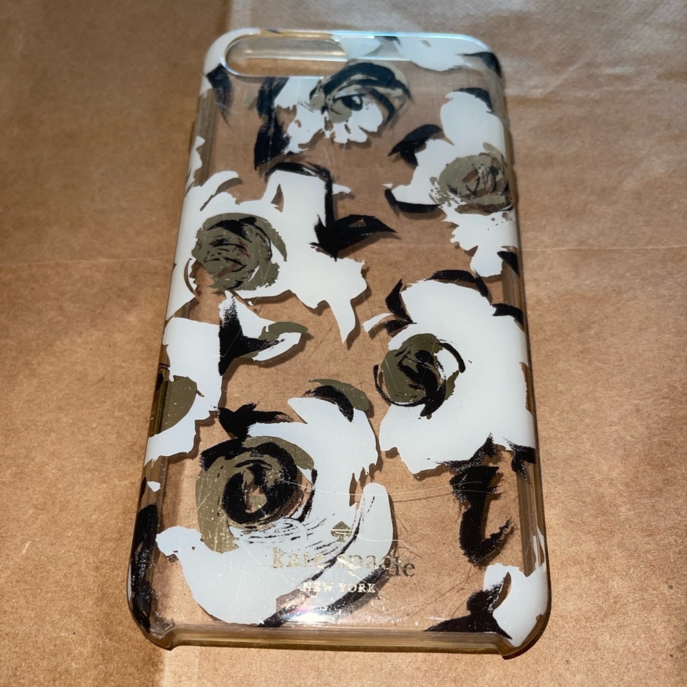 Kate spade clear gold black flower iPhone 8Plus case